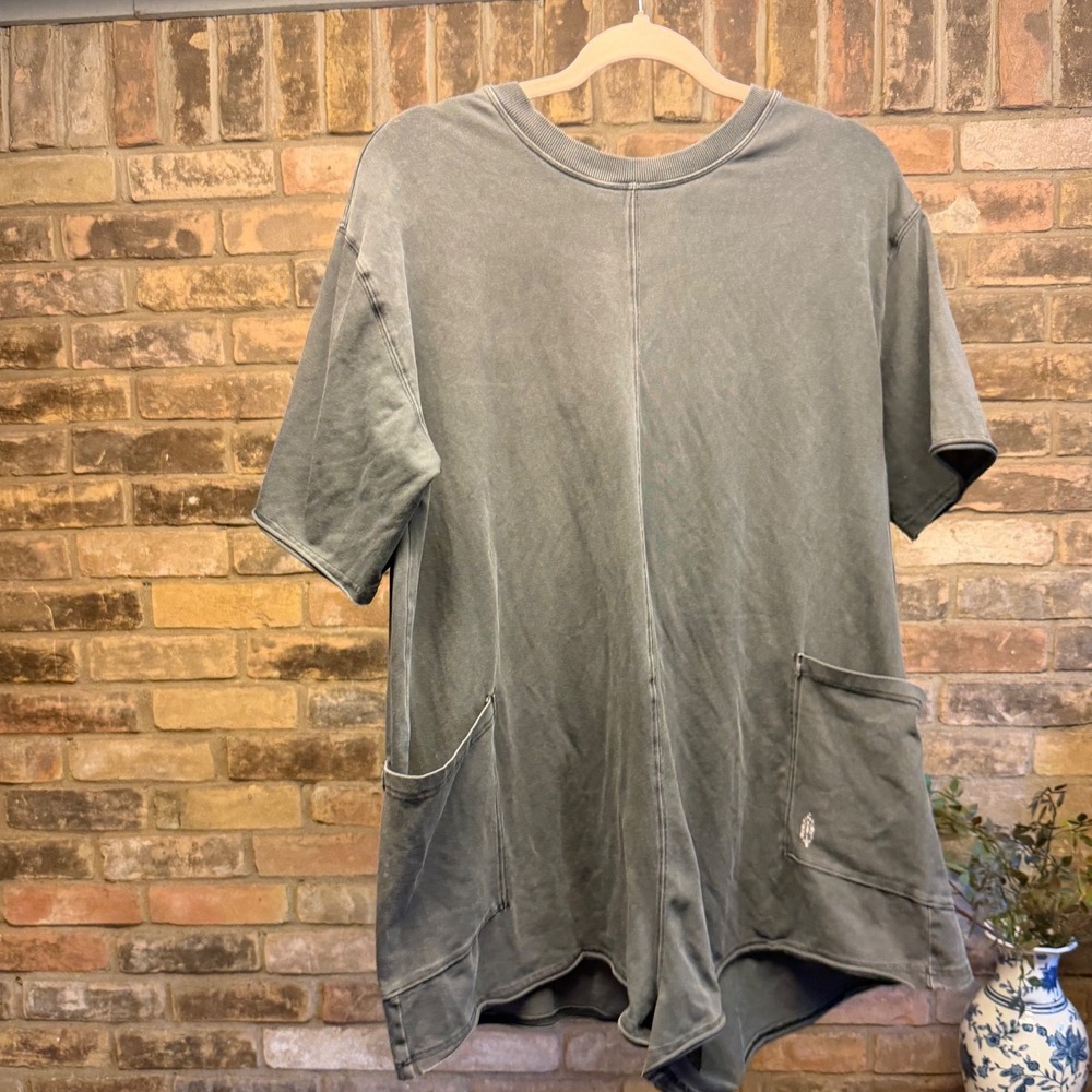 SOLD People Movement Hot Shot Tee Romper Charcoal Gray Mineral Wash Small Flaw